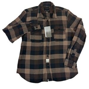 NWT Denim & Flower Ricky Singh Flannel Men's Shirt Sz XL Plaid Check Brown NEW